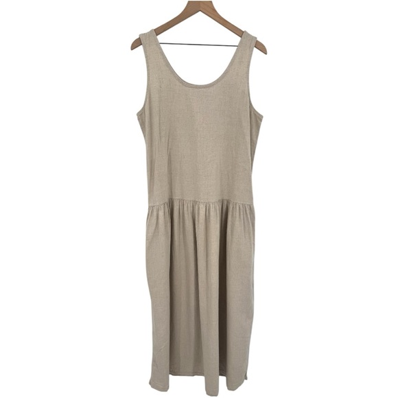 CP Shades Hand-Dyed Cotton Tank Midi Dress Natural Beige Size Medium - Picture 4 of 8